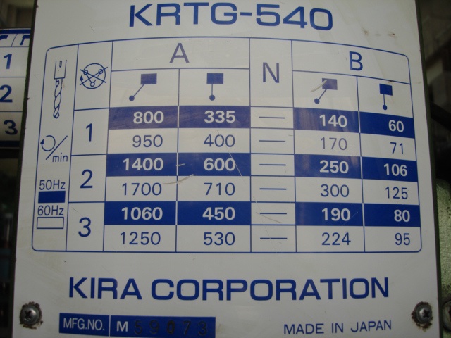 キラコーポレーション KRTG-540 540mm直立ボール盤