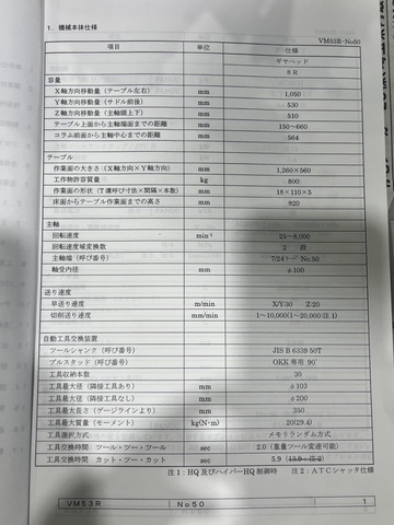 OKK VM53R 立マシニング(BT50)