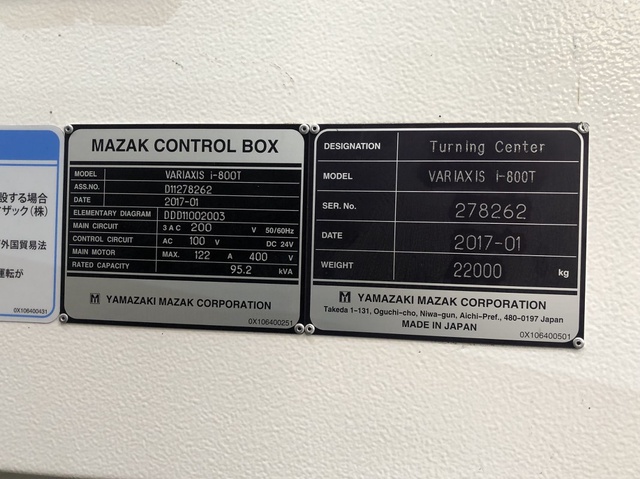 ヤマザキマザック VARIAXIS i-800T 5軸立マシニング