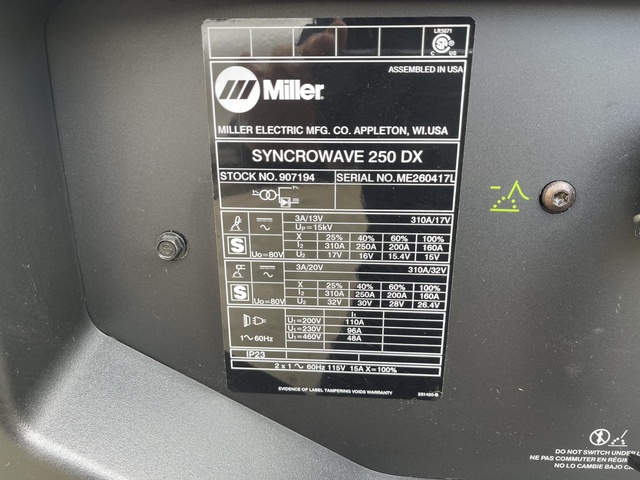 MILLER SYNCROWAVE250DX デジタル交直両用パルスTIG溶接機