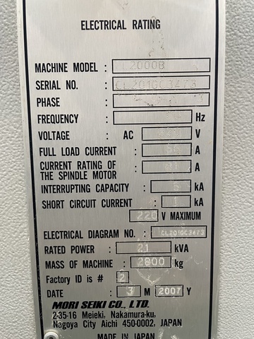 森精機製作所 CL2000B NC旋盤