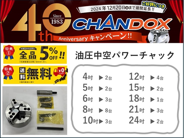 CHANDOX OP-224 油圧中空パワーチャック