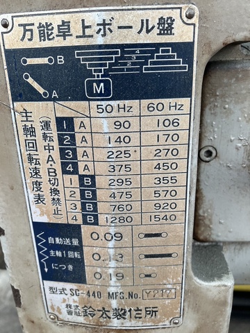 鈴太製作所 SC-440 卓上ボール盤