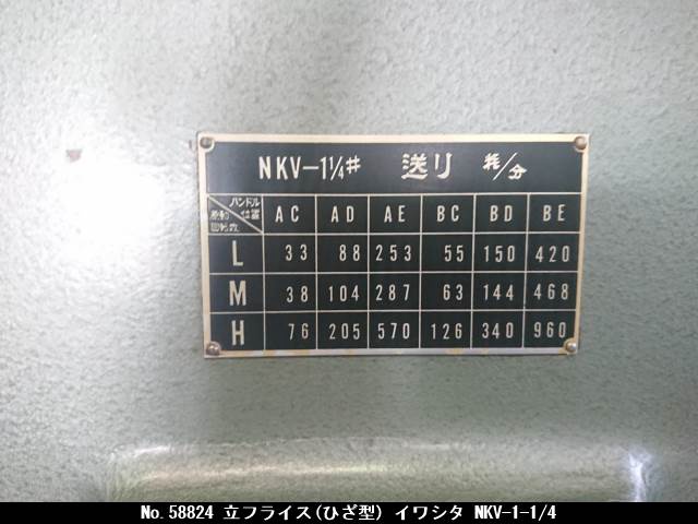 イワシタ NKV-1-1/4 ヒザ型立フライス