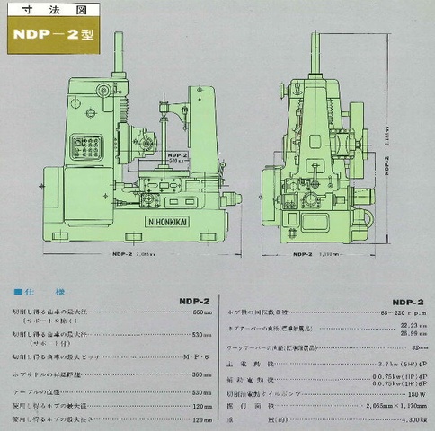 日本機械製作所 NDP-2(660) ホブ盤