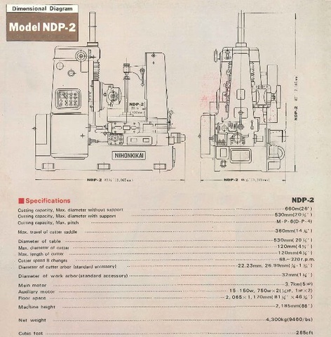 日本機械製作所 NDP-2(660) ホブ盤