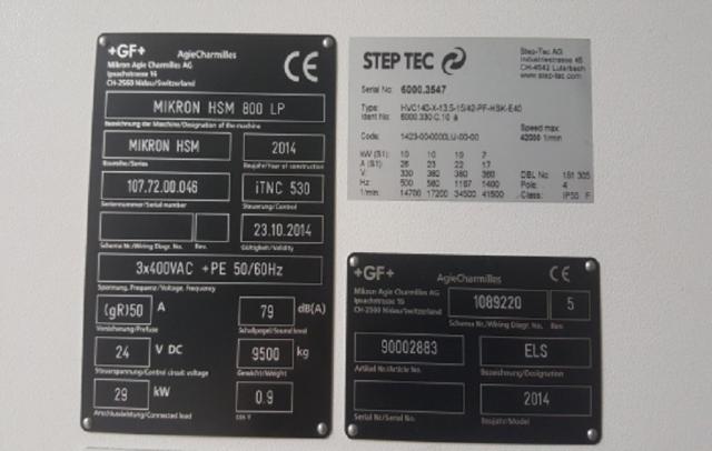 AGIE CHARMILLES HSM800LP 高速加工機(HSK-E40)