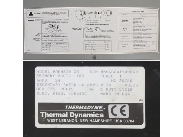 THERMAL DYNAMICS PAKMASTER25 エアープラズマ切断機