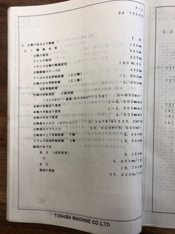 東芝機械 BF-130A NC横中ぐり盤